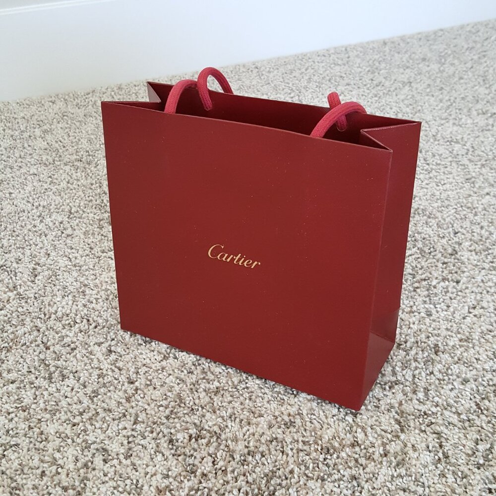 NEW Cartier Gift Bag With Handles Paper Bag 8"x7" Wrap Decor